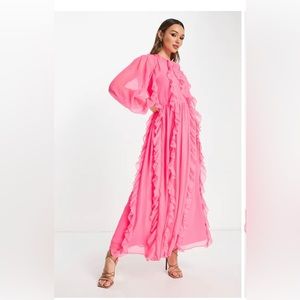ASOS Frilly Maxi Dress in Fluoro Pink - EXCELLENT used condition